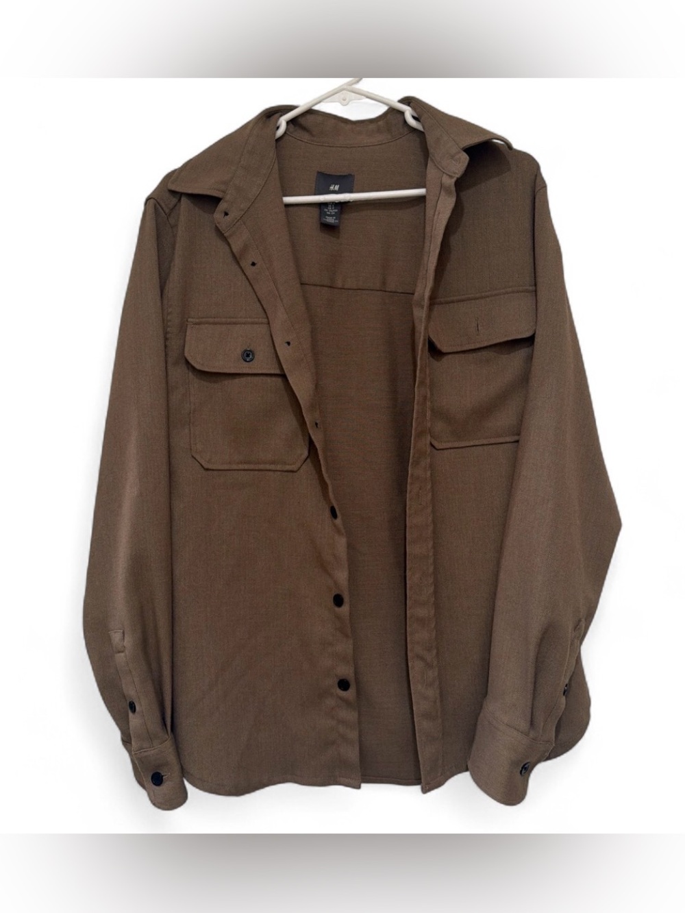 H&M brown oversized button up shirt